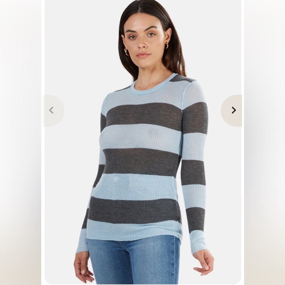 NSF ZULI Sweater Stripes 100% Cashmere COLOR  CASTLE/ICELAND Size S